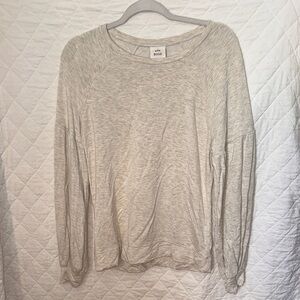 KNOX ROSE Heathered Oatmeal Women's Long Sleeve Top (S)